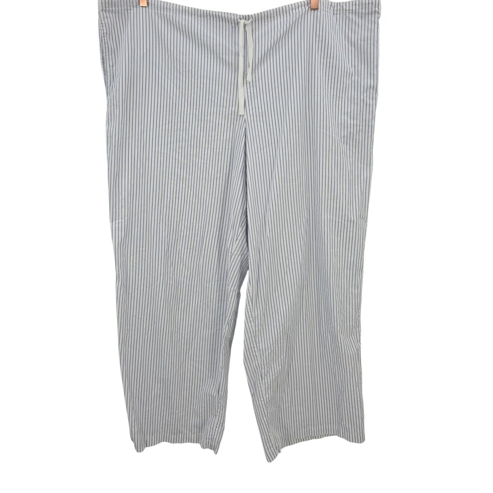 SKIMS Womens XL Cotton Poplin Straight Leg Pants in Zen Blue Stripe - Picture 4 of 12